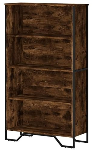 Eleganz Estantería de roble ahumado 80 x 31 x 137,5 cm de madera y metal, moderno sistema de estanterías para salón y oficina, solución de almacenamiento estable para libros y decoración