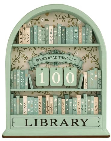 KIPTVO Books Read This Year Counter, Reading Tracker Counter for Home Shelf Decor, Wooden Book Counter Display, Bookish Gifts for Readers, Book Reading Counter Bookshelf Decor Accessory
