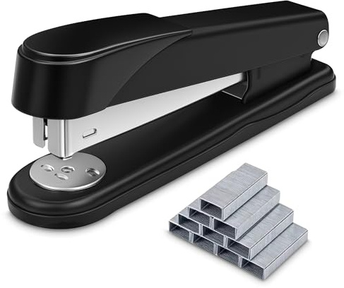 Heavy Duty Office Stapler – 50 Sheet Capacity, All-Metal Body – Includes 1,000 24/6mm Staples – Desktop Stapler for Home Office, School & Workplace (Black)