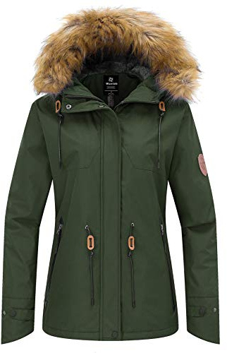 Wantdo Veste de ski Imperméable pour Femme Coupe-vent Extérieur Manteaux | Imperméable Parka,Coupe-Vent,Nombreuses Poches,pour les Activités de Plein air,Jupe Pare-neige,Snowboard,Randonnée,le Camping