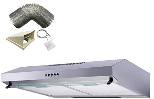 SIA VSR60SS 60cm Stainless Steel Visor Cooker Hood Extractor Fan And 3m Ducting