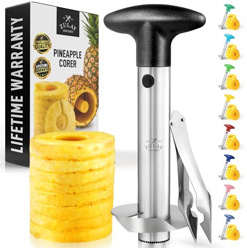 Coupe-ananas et évideur en acier inoxydable triple renforcé - Évideur d'ananas avec lame plus épaisse - Coupe-ananas - Outil coupe-ananas et évideur pour un retrait facile du cœur par Zulay.