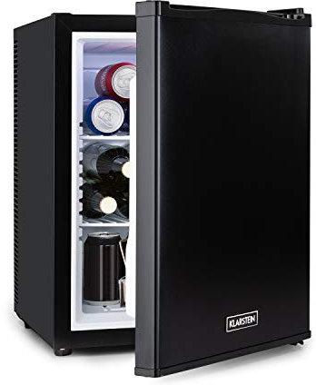 KLARSTEIN Happy Hour Mini Frigo Silencieux de Chambre/Cosmetique Ultra Compact, Mini Bar, Refrigerateur Aliments, Boissons, Etagères Réglables, Petit Frigo Camping, Voiture, 5-15°C, 40L