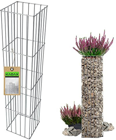 KADAX Säule aus Stahl, Gittersäulen, Stahlgittersäulen, Originalgittersäulen, Steingabionen, Ziergabione, Gabione, Steinkorb, Drahtkorb (L, Rechteckig)