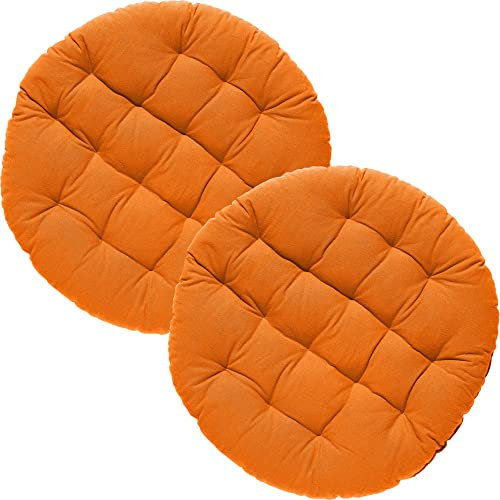 REDBEST Stuhlkissen, Stuhlauflage, Sitzkissen Uni 2er-Pack orange Größe 37 Ø - gesteppt, mit glatten, strapazierstarkem Gewebe (weitere Farben)