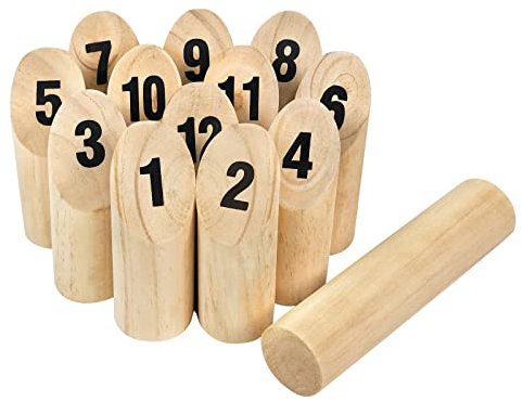 UISEBRT Wurfspiel mit Zahlen Wikingerspiel für Draußen Holz-Kegel Spielzeug aus Finnland Lustiges Holzwurfspiel Garten für Kinder und Erwachsene