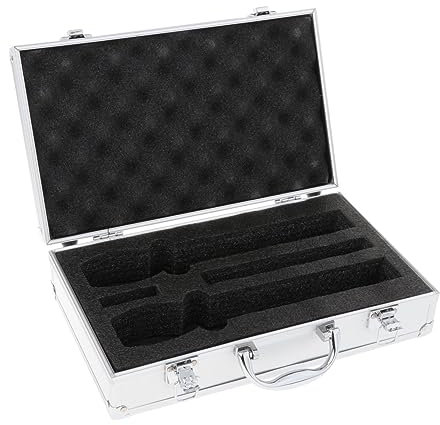 Dickly Mikrofonkoffer, Mikrofon-Aufbewahrungsbox, Schaumstoffkoffer, professioneller, stoßfester Instrumenten-Mikrofon-Tragekoffer, Mikrofonkoffer, hart für, ARGENT