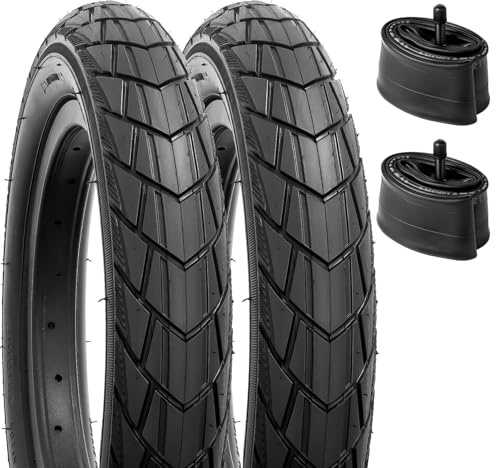 YUNSCM 2-PCS 12.5 Pouces Route Vélo pneus 12 ½x2 ¼(57-203) and 12.5 Pouces Vélo Chambre à air Schrader Valve Compatible with 12 1/2x2 1/4 Vélo Bike pneus and Chambre à air (Y-477)
