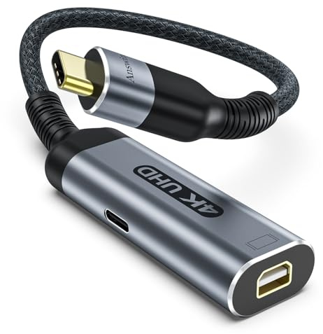 Answin USB C to Mini DisplayPort with PD100W Charging Adapter 4K@60Hz Thunderbolt 3/4 Compatible with iPhone 15/16/ 17, M1/M4 MacBook/Air/Pro/iMac, iPad, Galaxy S25, Steam Deck ROG Ally