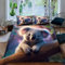 Ruiqieor Bettwäsche 135x200cm,Koala Motiv Bettbezug Set Mädchen Junge Kinder Microfaser-Baumwolle 3D Gedruckter Bettwäsche mit Reissverschluss Weich 2 Kissenbezüge （#9）