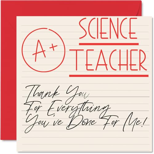 Thank You Cards for Science Teacher, A+ Teacher | Thankyou Cards for Her or Him Women and Men Teacher, Heartfelt Appreciation Card, 145mm Thank You So Much Greeting Gifts