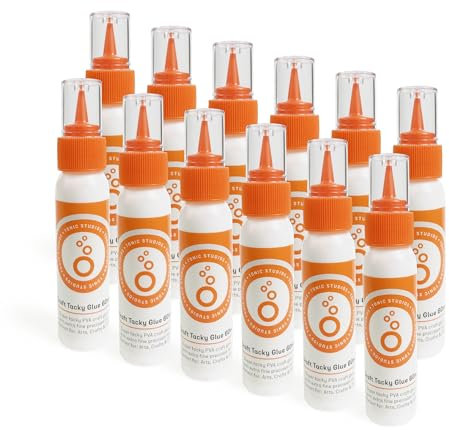 Tonic Studios Craft Tacky Glue 60ml - Pack of 12 | Super Tacky PVA for Paper, Cards, Fabric, and Plastics | Easy-to-Squeeze Precision Nozzle