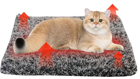 Sporgo Selbstheizende Decke für Katzen Hunde: Wärmematte Heizdecke Katzenbett Katzendecke 40x50cm, Selbstwärmende Heizmatte Thermische Decke, Waschbare Hunde Thermodecke, Grau