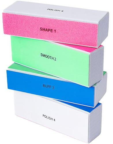4-stufiger Nagelpolierblock, 6 Stück, Entfernt Kanten und Erzeugt Hochglanz, Nagelfeilen zum Formen, Glätten und Polieren