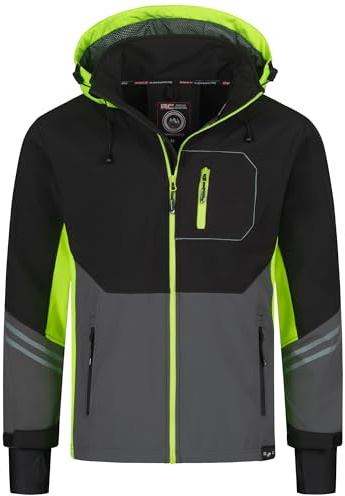 Rock Creek Veste softshell pour homme Outdoor Anorak à capuche Résistante au vent Imperméable Hivel Veste pour homme H-344 Jaune néon 3XL