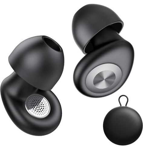 CASCHO Bouchon D'oreille pour Dormir, Bouchons Réutilisables en Silicone Souple Anti-Bruit 45dB, Design Léger Ergonomique, Sommeil/Travail/Voyage, 4 Tailles (XS/S/M/L), Encre