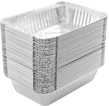 Vectella Aluschalen Grill 700 Ml Rechteckige Zinn -lebensmittelbehälter Mit Deckelbehälter Aluminiumfolien Zum Mitnehmen Backen, Aufbewahrung, Braten Und Party (20 Pack-700 Ohne Deckel-20pcs