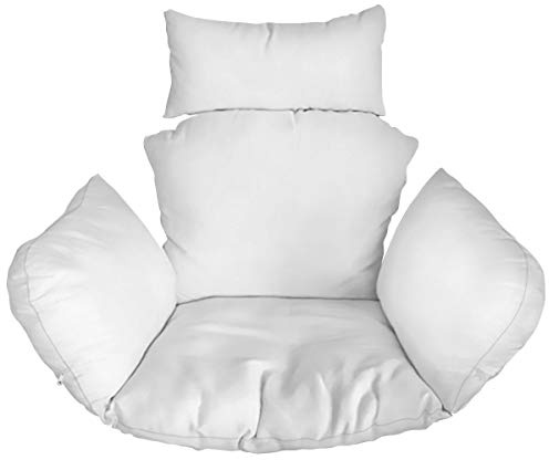 Ferocity Suspendu Hamac Chaise Coussins XXL, Imperméable Siège de Chaise Rembourrage pour Patio Jardin, Balançoire Panier Suspendu Coussin de Siege, Blanc [114]