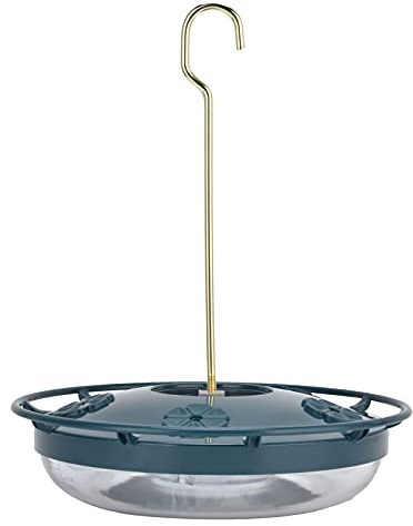 Courtyard Shaped Bird Feeder Transparent Hanging Bird Water Feeder for Garden Terrace Outdoor Use Durable Plastic 19.5x19.5x4.5cm (Green)