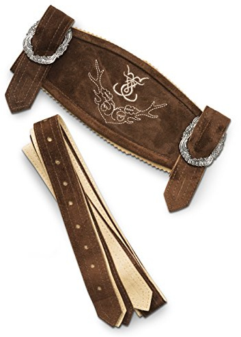 Schöneberger Trachten Couture Tirantes tradicionales de cuero clásicos del Oktoberfest, marrón (medio), UK:31“-32 (EU:46-48)