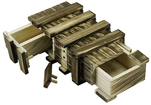 Locisne Caja de Regalo de Madera Mágica Con 2 Compartimentos Extra Seguros - Recuerdo Con Cajón Secreto - Rompecabezas Memoria Para Aniversario y Boda - Inteligencia Brain Teaser