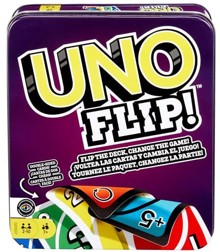 Mattel Games UNO Flip in robuster Metalldose - Das Klassische Kartenspiel mit neuem Twist, für die ganze Familie und Kinder ab 7 Jahren, GDG37