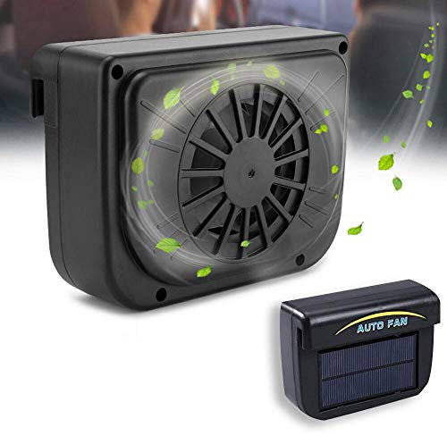 MASO - Ventilador Portatil Coche, Mini aire acondicionado de energía solar, ventilador frío para ventana de coche, color negro