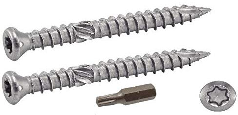 400 x Vis 5x60mm inox A2 Double Filet Terrasse Bois Dur + 1 Embouts GRATUIT