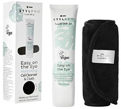 STYLPRO Makeup Remover Cleanser Gel (100ml) & Soft Microfibre Face Cloth, Removes all Makeup - Even Waterproof Mascara, Vegan, Sustainable, Reusable, Machine Washable Cloth, Gentle Eye Makeup Remover