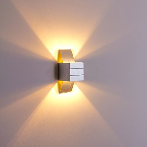 HOFSTEIN Wandlampe Baltimore, eckige Wandleuchte aus Metall in Aluminium, 1- flammiger Wandstrahler mit Lichteffekt, 1 x G9, moderne Zimmerlampe mit Up&Down-Effekt,ohne Leuchtmittel