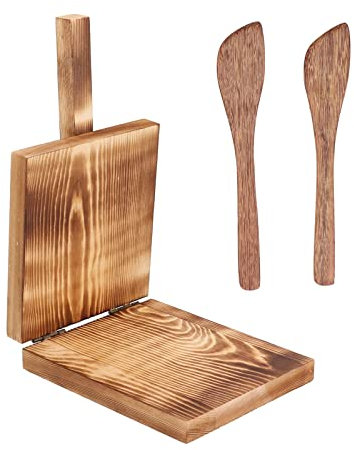 Pressa per Tortilla in Legno, Pressa per Tortilla in Legno Multifunzione Antiscivolo Manico in Legno Strumento per Pressare L'impasto di Pregevole Fattura per Realizzare Chapati, Tortilla, Roti in Sti