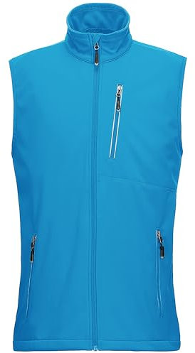 33,000ft Leichte Softshell Weste für Herren, Wasserdichte Winddichte Laufweste, Atmungsaktive Vest Gilet Ärmellose Jacke für Radfahren, Laufen, Wandern, Golf, Arbeit Blau M