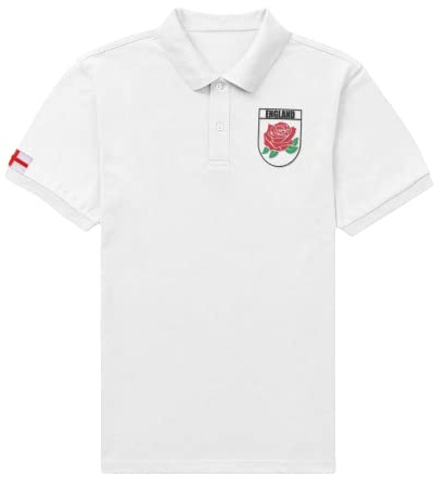 Super Lemon Unisex England Rugby Polo Shirt – Classic White Polo with Iconic England Crest – Premium Cotton, Stylish & Comfortable Fit for Men & Women – Perfect for Rugby Fans and Casual Wear (5XL)