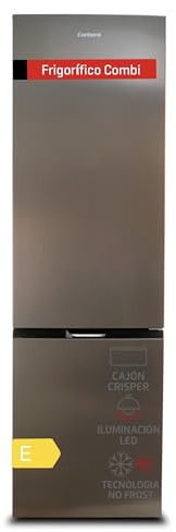 Corbero - Frigorífico Combi | CCH200322NFX | No Frost | 326L | 201cm| Luz LED | Fresh Box | Cajón Crisper | Estantes de Cristal Ajustables | Inox
