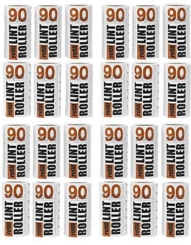 Redberry Set di 24 rotoli da 90 fogli, 324 m, 2160 fogli totali, rimuove pelucchi, peli di animali domestici e polvere, colore: bianco