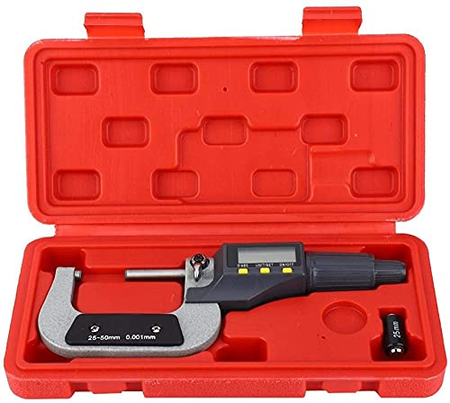 XCC hsj Micrometer, LCD Display Digital Outside Metric Micrometer, 0.001mm Knurling Ratchet Device, Thickness Gauge for Constant Force measuring (Color : 25-50mm)