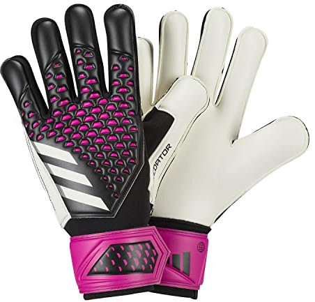 adidas Unisex Goalkeeper Gloves (W/O Fingersave) Predator Match Goalkeeper Gloves, Black/White/Team Shock Pink, HN3338, 10-