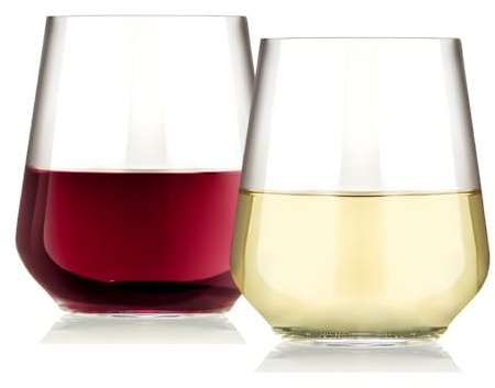 AIOS BPA Free Tritan Plastic Unbreakable Stemless Wine/Water Glasses. Set of 6. Capacity 390ml