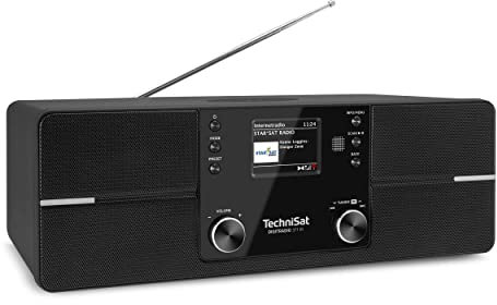 TechniSat DIGITRADIO 371 IR - Internetradio mit Wireless Charging (DAB+, FM, WLAN, Bluetooth-Audiostreaming, Farbdisplay, USB, AUXin, Kopfhöreranschluss, Wecker, 10 Watt, App-/Fernbedienung) schwarz