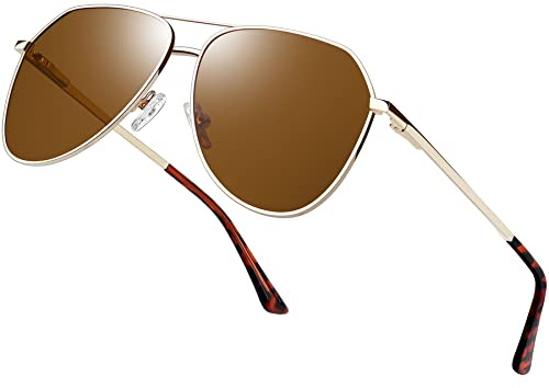 Joopin Hombre Marrones Gafas de Sol Mujer Polarizadas Protección UV400 Metálicas Grandes para Conducir Ciclismo Golf Playa Sunglasses Men Women Oculos de Sol Homem