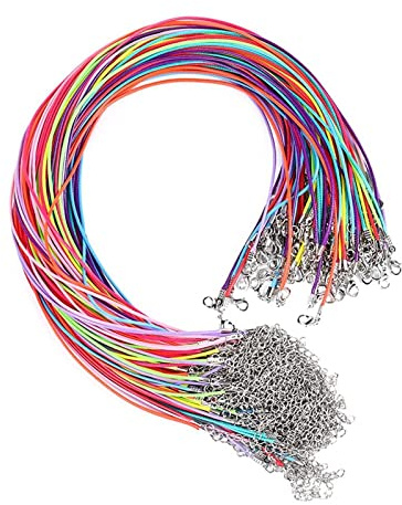 FENGCHUANG 40 st halsband, hängsnodd, konstläder halsbandssnör, gör-det-själv flätat rep karbinhake halsband hänge tillbehör unisex (färgglad)