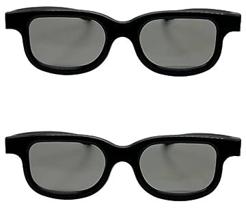 3D-Brille mit RealD Zirkular-Polarisation, nicht blinkend, passive 3D-Brille für Reald-Format-Kino/passiv polarisierte 3D für Computermonitore/Fernseher/Projektoren (2 Stück)