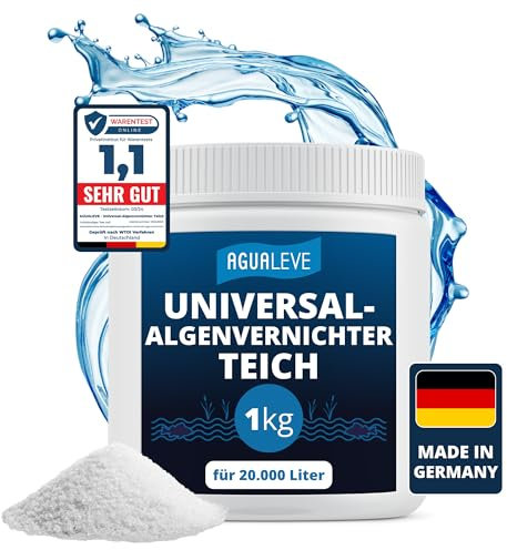 AGUALEVE® Universal-Algenvernichter Teich 1kg *NEU* | bioverträgliche Algenvernichtung ohne Schwermetalle | Made in Germany | für 20.000 Liter Teichwasser | Note 1,1