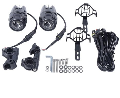 Xigner 2x Zusatzscheinwerfer Motorrad Nebelleuchte LED Scheinwerfer 12V, Nebelscheinwerfer 4000LM Mit 360° Universalverstellbügel für Motorrad Universal