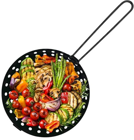 paxlloonge Grillpfanne, Grillkorb mit Abnehmbarem Griff, Grillschale mit Lochboden, für Gemüse, Fisch, Fleisch Grillen