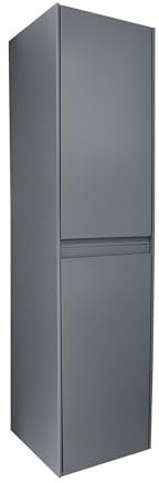 KAREN banyo Badezimmer Hochschrank Lara Anthrazit | 138,5 x 35 x 36,5 cm| Softclose-Türen | unsichtbare Griffe | Badezimmerschrank Badschrank Badhochschrank Badregal