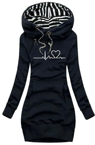 Dam tröja klänning huv vår höst dam långärmad huvtröja klänning höst vinter Casual Slim tröja hoodies klänning