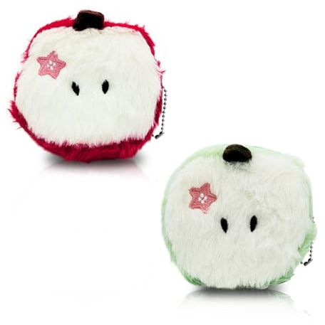 WisePoint Coin Purse 2PCS, Soft Plush Small Purse Fruit Shaped Coin Pouch with Detachable Keychain, Cute Money Pouch for Strolling, Walking The Dog, Shopping (red+Green)