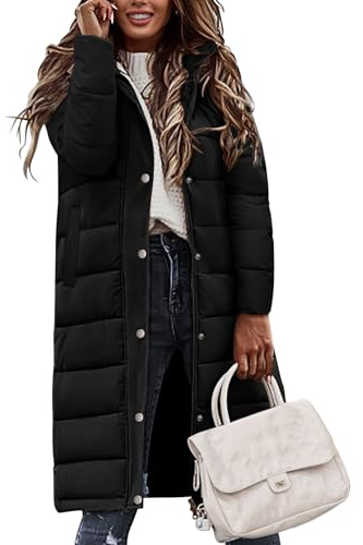 Tuopuda Giacca Invernale Donna Lungo in Pile, Jacket Zip Termico Giubbotti con Cerniera e Tasche Softshell Piumino Collo Alto Streetwear Primavera Autunno, Nero, XXL