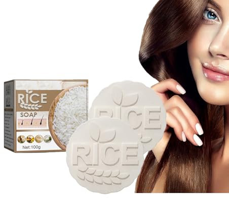 Dyceittdia 2pcs Sapone Shampoo al Riso, Sapone Shampoo Anticaduta al Riso, Shampoo anti-caduta per Capelli, Detergente per Capelli, Nutrire le Radici dei Capelli, 2pcs*100g, soap